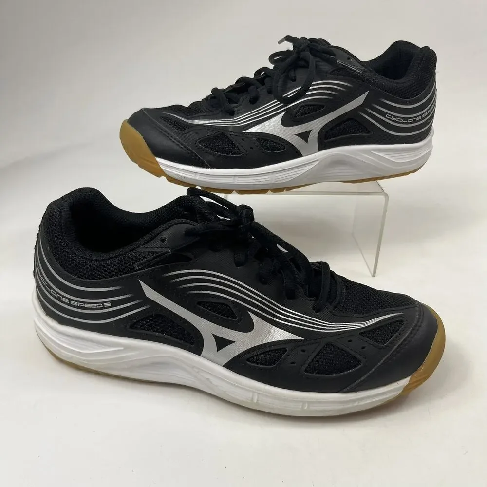 Mizuno Cyclone Speed 3 Womens Volleyball Shoes Sz6.5 Black Silver Gum Sole Court